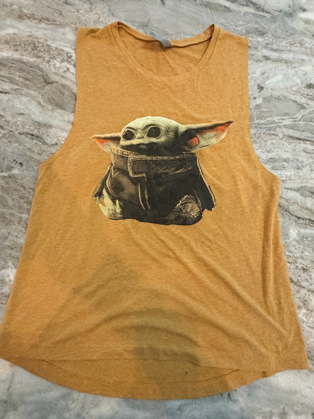 Baby Yoda Grogu Star Wars Graphic Tank Top Medium Mustard Next Level